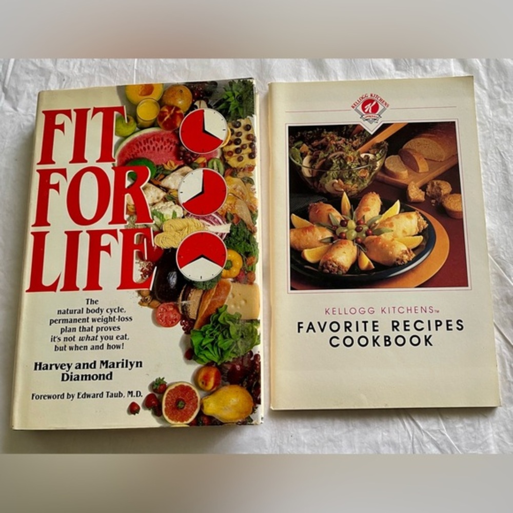 2 Books Kellogg Favorites Cookbook Fit for Life Book Vintage
